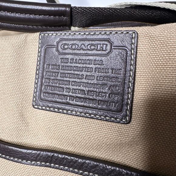 Coach Heritage Web Canvas Weekender Duffle Bag Carry On Travel 20" Tan F70582 - Picture 3 of 16